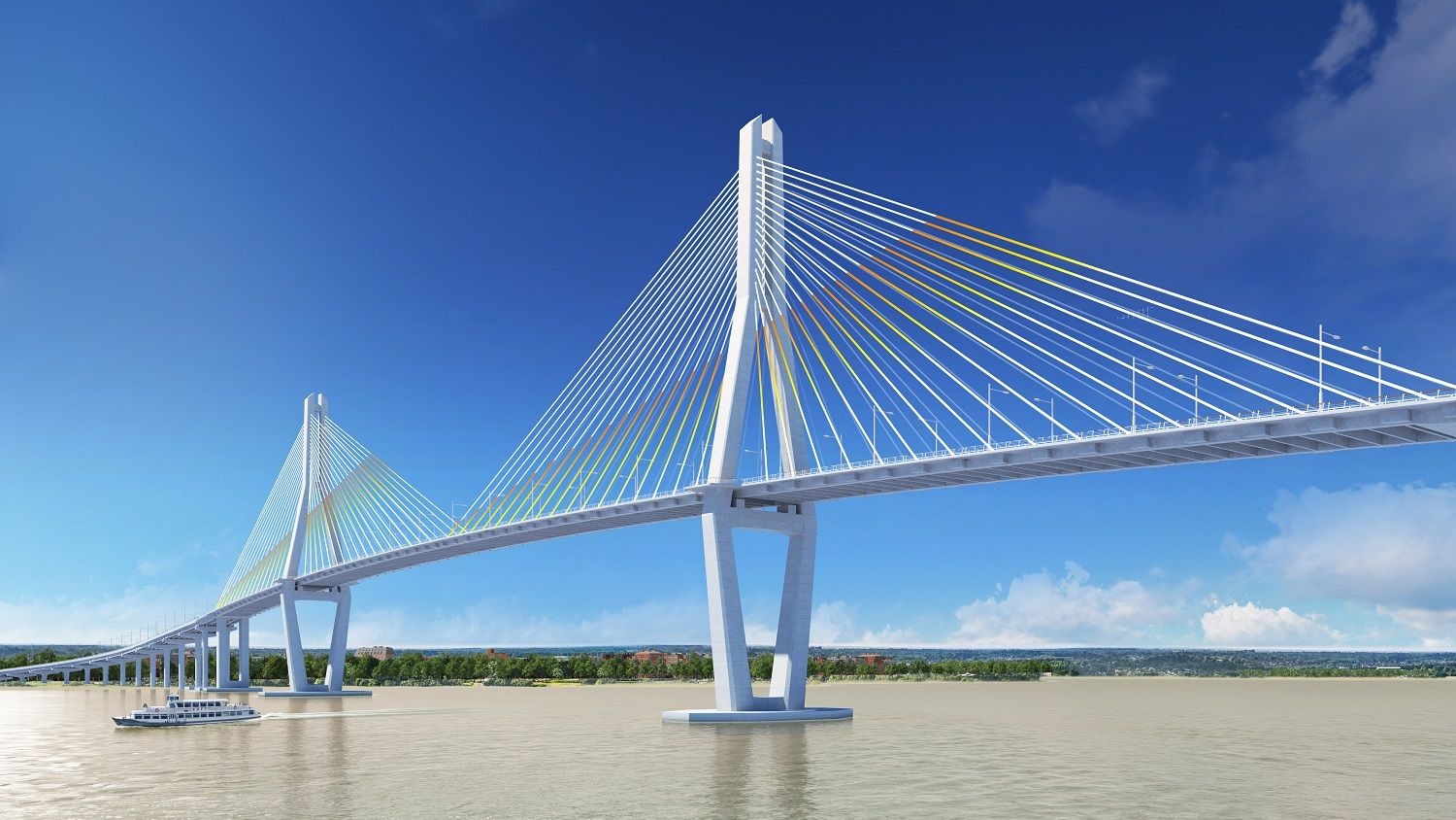 Korea-Myanmar Friendship Bridge, a cable-stay bridge rendering
